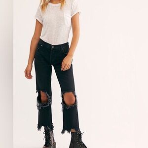 Free People Jeans We The Free People Maggie Mid Rise Straight Jeans Washed black